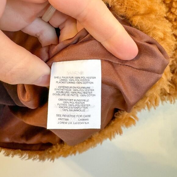NWOT! J.Crew The Textured Teddy Coat - Caramel (Tan) | Size XXS - Picture 8 of 12